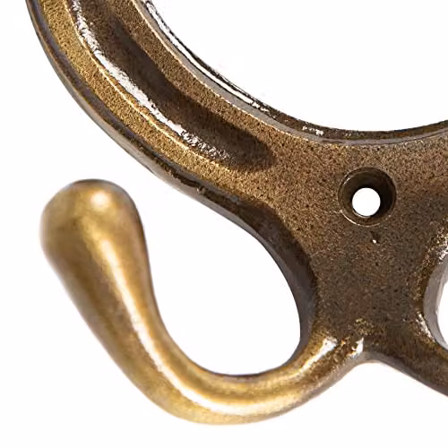 Hammer and Tongs Gold Horse Shoe Double Coat Hook, W: 10.0 cm, H: 11.0 cm – 2