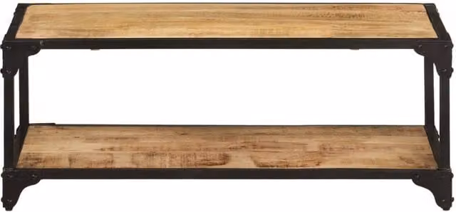Berkfield Home Solid Rough Mango Wood Coffee Table in Brown, W/D/H: 90 x 45 x 35 cm – 1