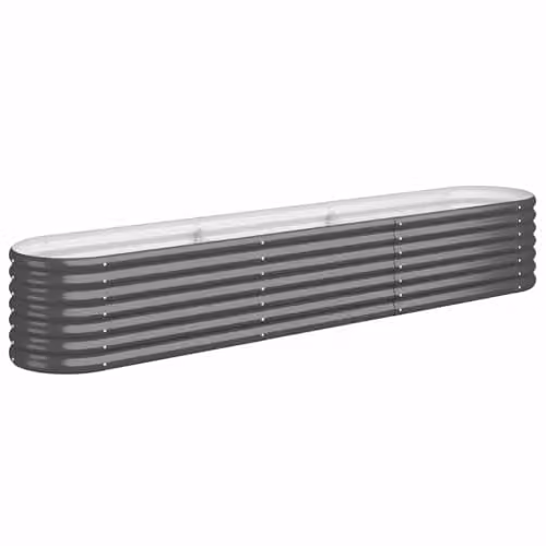 vidaXL Galvanised Steel Raised Bed in Anthracite, W/D/H: 224 x 40 x 36 cm – 1