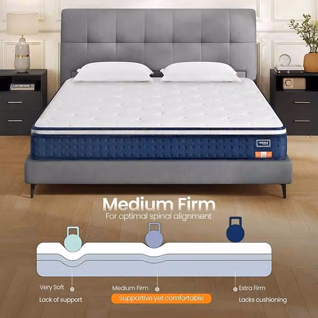 The Bazaarist King Hybrid Pocket Spring Gel Memory Foam Mattress, Blue, W/D/H: 180 x 200 cm – 1