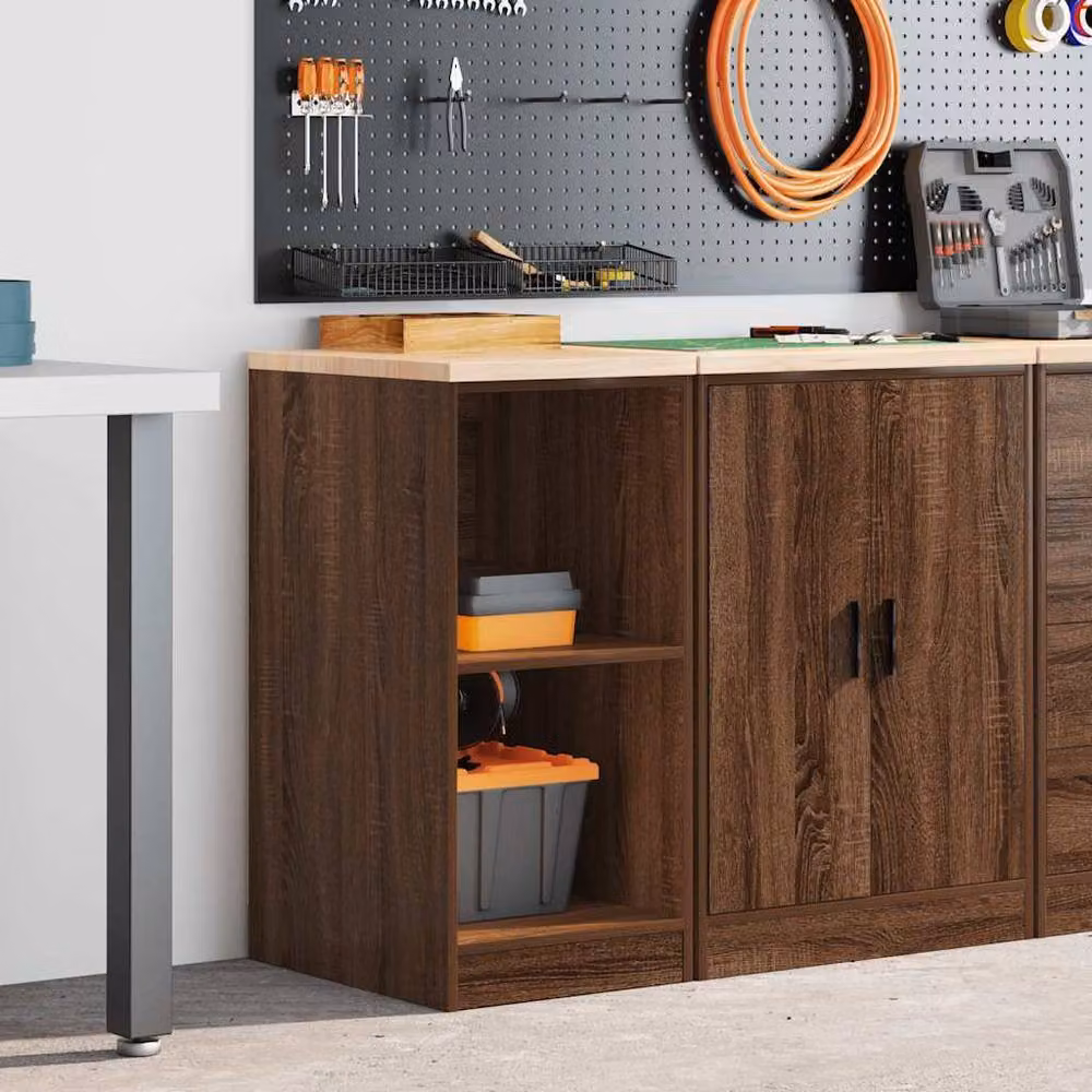 Berkfield Home Garage Storage Cabinet in Brown Oak, Solid Wood Pine, W/D/H: 40 x 51 x 85 cm – 3