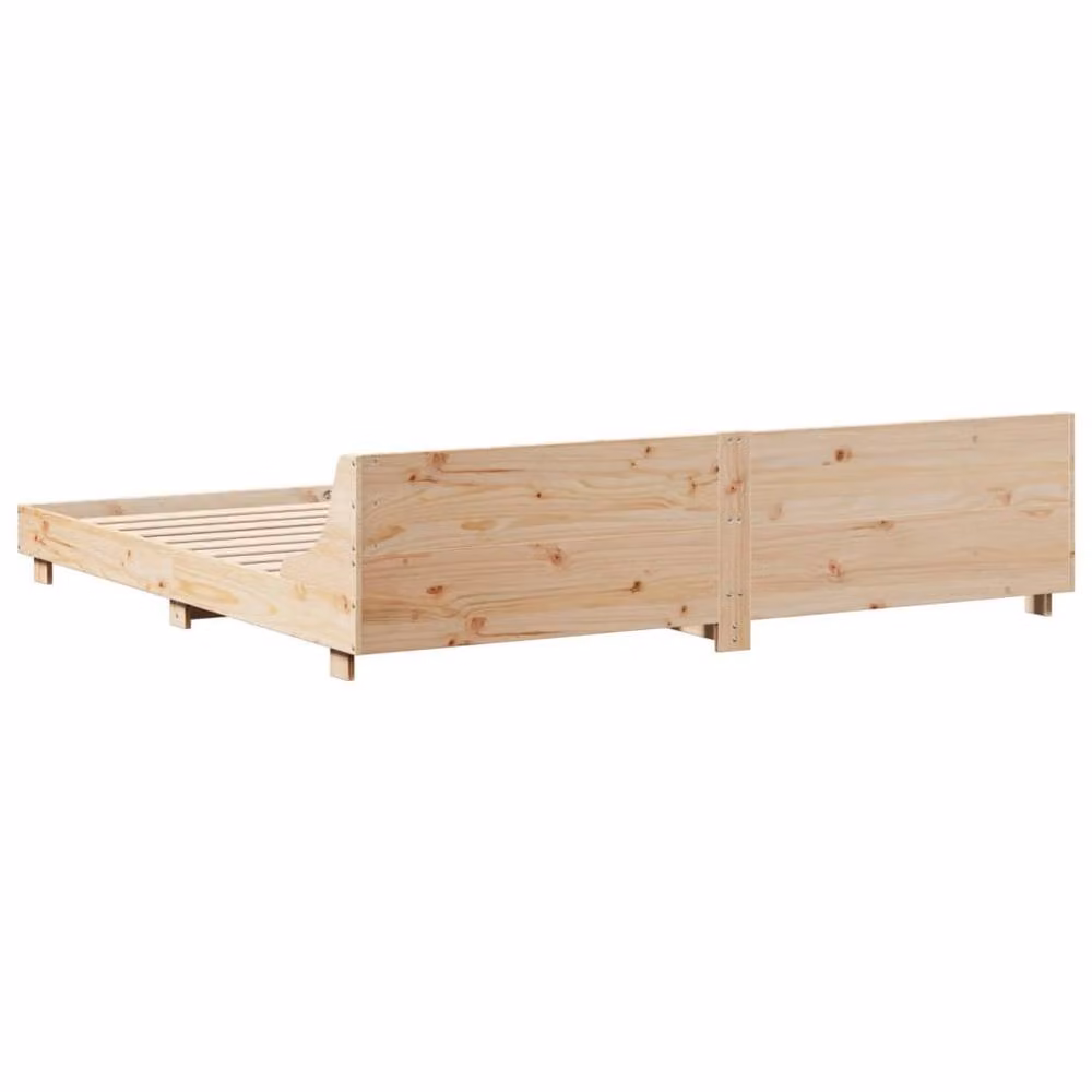 Berkfield Home Solid Wood Pine Bed Frame in Natural, W/D/H: 200 x 200 cm – 2