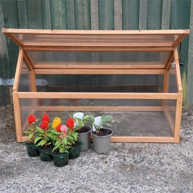 Havendro Brown Wooden Cold Frame Greenhouse with Polycarbonate Cover – 1