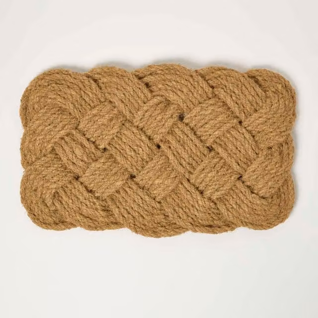 Homescapes Brown Rectangular Coir Doormat, W/D/H: 75.0 x 75.0 x 1.0 cm