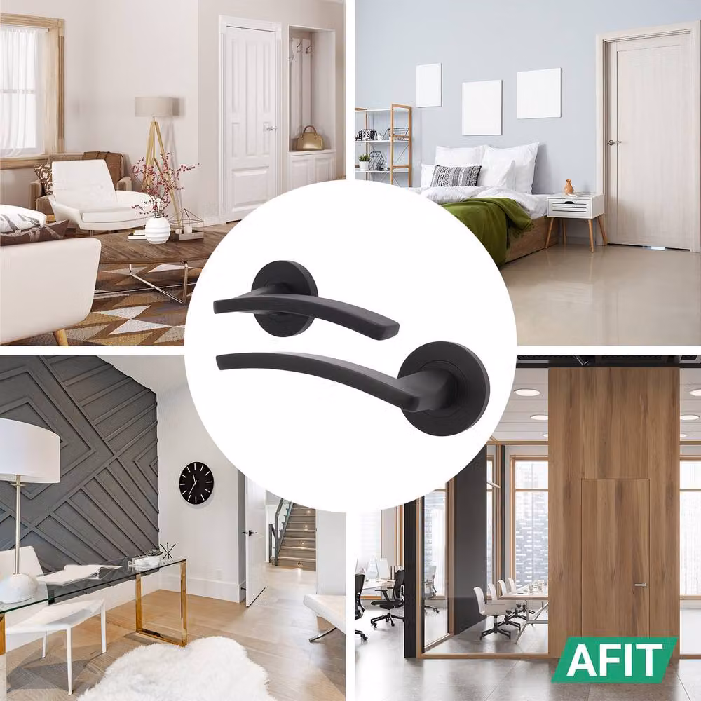 AFIT Matt Black Aluminium Internal Door Handle and Latch Set – 4