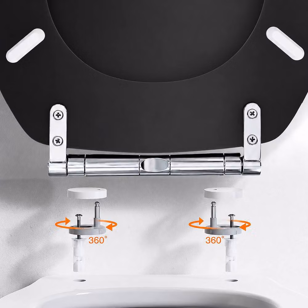 Marco Paul Black Oval MDF Toilet Seat with Soft Close and Quick Release Function – 6