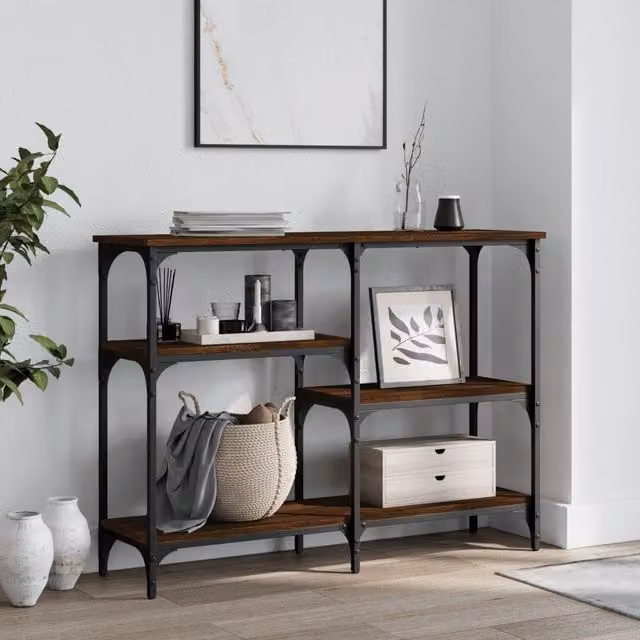 Berkfield Home Console Table in Brown Oak, W/D/H: 102 x 29 x 75 cm – 1