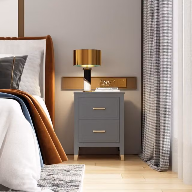 Cabinet Bits Palazzi 2 Drawer Bedside Table in Mid Grey