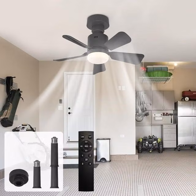 Garwarm Dimmable LED Screw-in Ceiling Fan Light, Black, Diameter: 45 cm