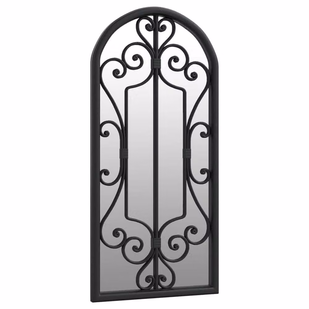 Berkfield Antique Black Metal Wall Mirror for Outdoor Use, W: 100 cm, H: 45 cm – 3
