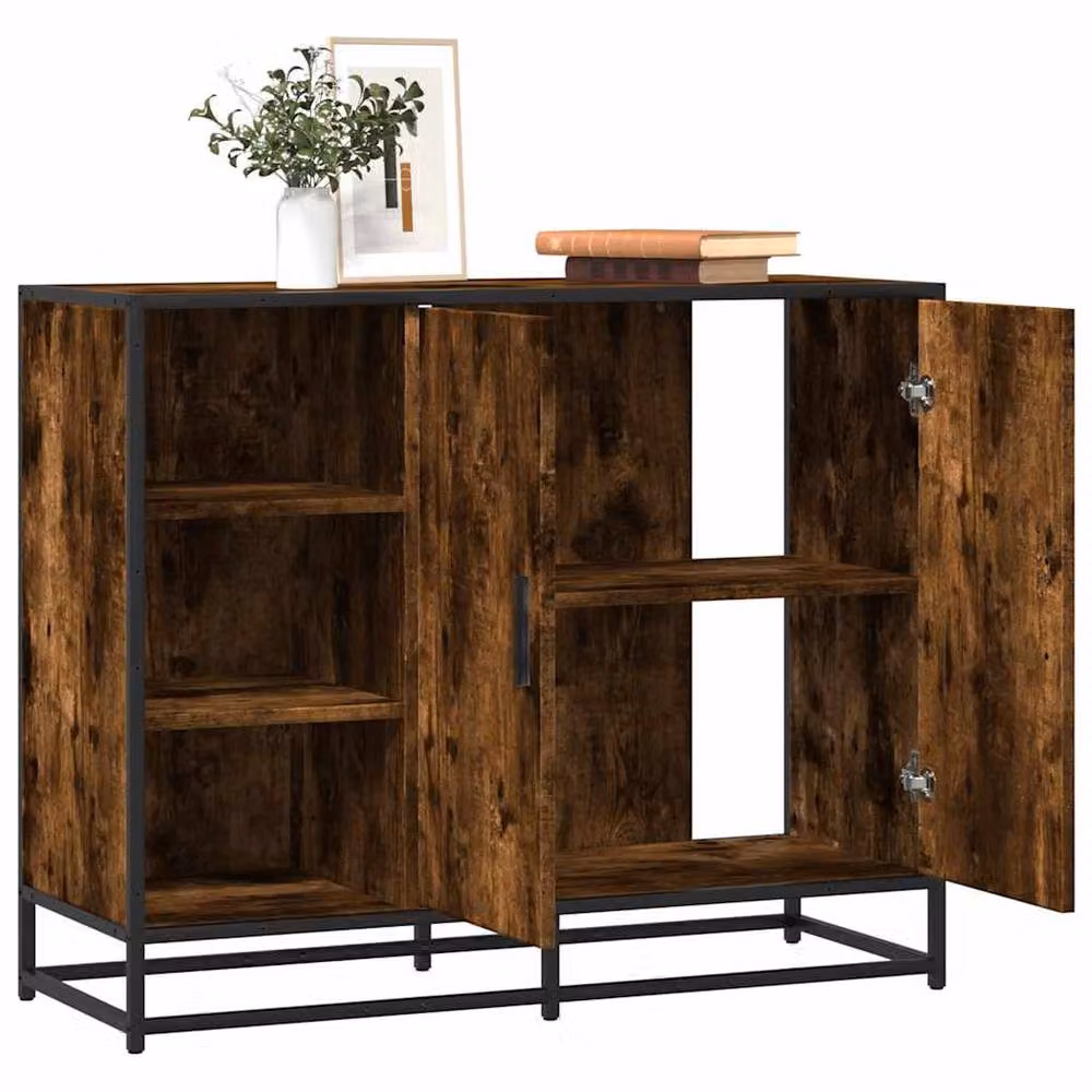 Berkfield Home Smoked Oak Sideboard in Brown, W/D/H: 92 x 35 x 76 cm – 2