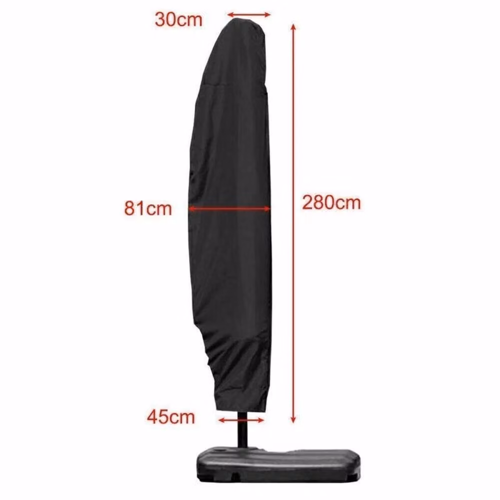 FLAVORA L Heavy Duty Cantilever Parasol Cover in Black Polyester, W: 280 cm, H: 45-80 cm – 2