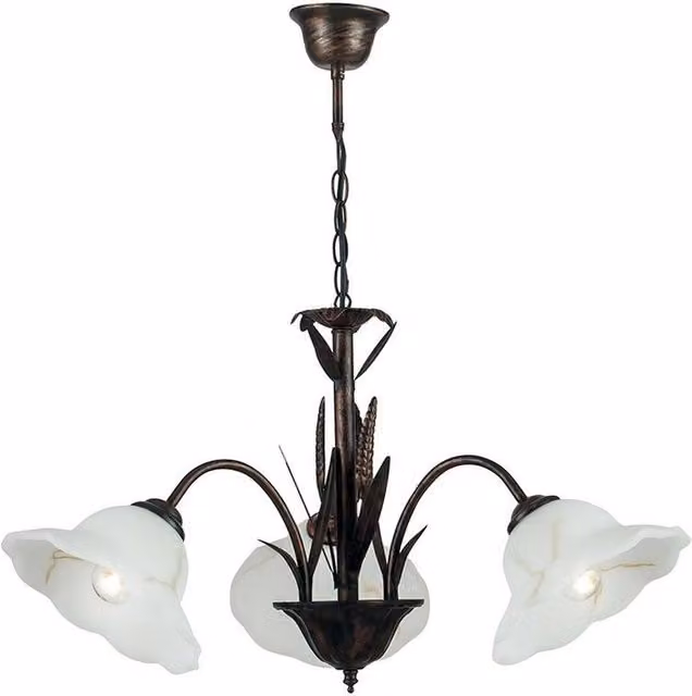 Netlighting BYRON 3 Light Multi Arm Pendant Ceiling Light in Brown Metal and Glass, W: 64 cm, D: 50 cm