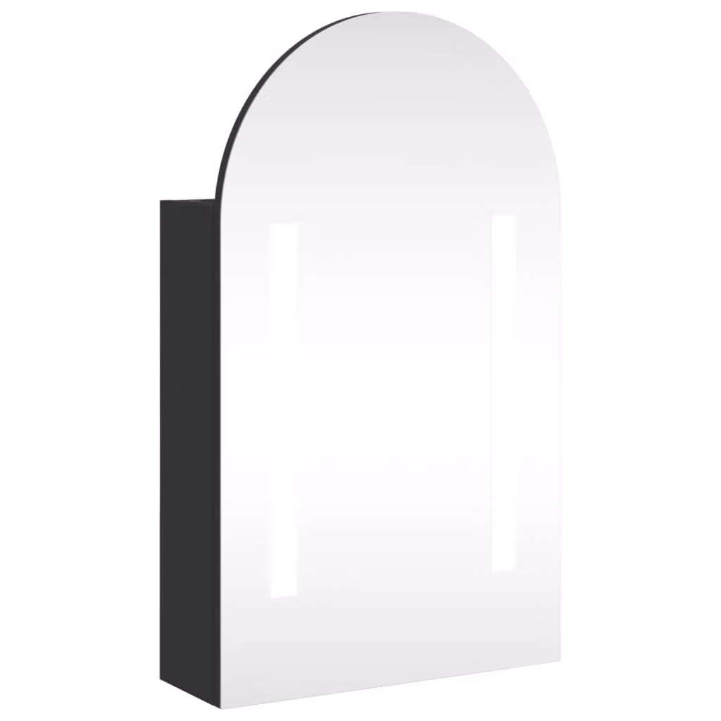 Berkfield Home Arched Bathroom Mirror Cabinet with LED Light, Black, W: 42 cm, D: 13 cm, H: 70 cm – 2