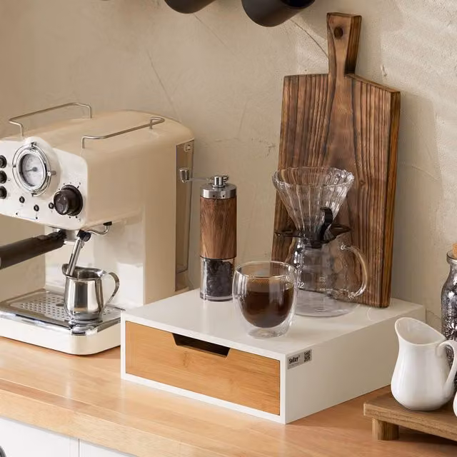 SoBuy Coffee Capsule Drawer with Bamboo Interior in White – 1