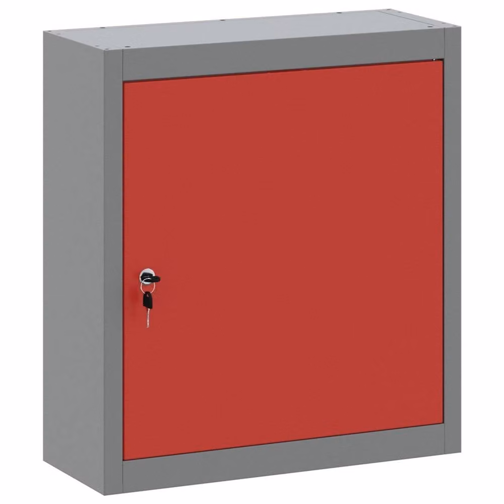 Berkfield Home Wall-Mounted Metal Tool Cabinet in Red and Grey, W/D/H: 50 x 20 x 55 cm – 2