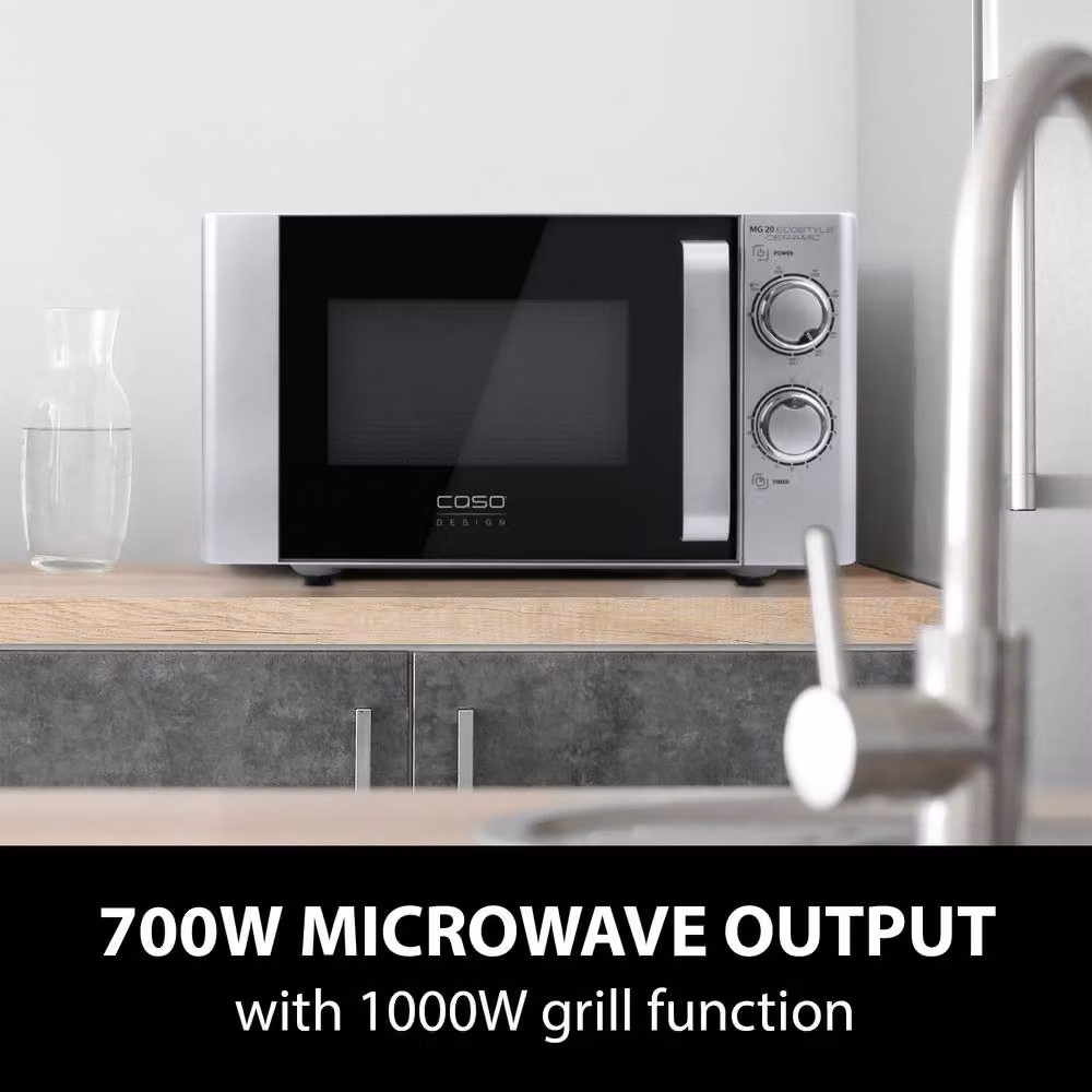 Caso Design 20L Ceramic Microwave and Grill in Silver, 700W – 4