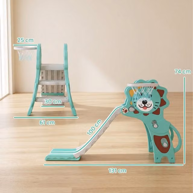 AIYAPLAY 3 in 1 Freestanding Toddler Slide with Climber, Blue