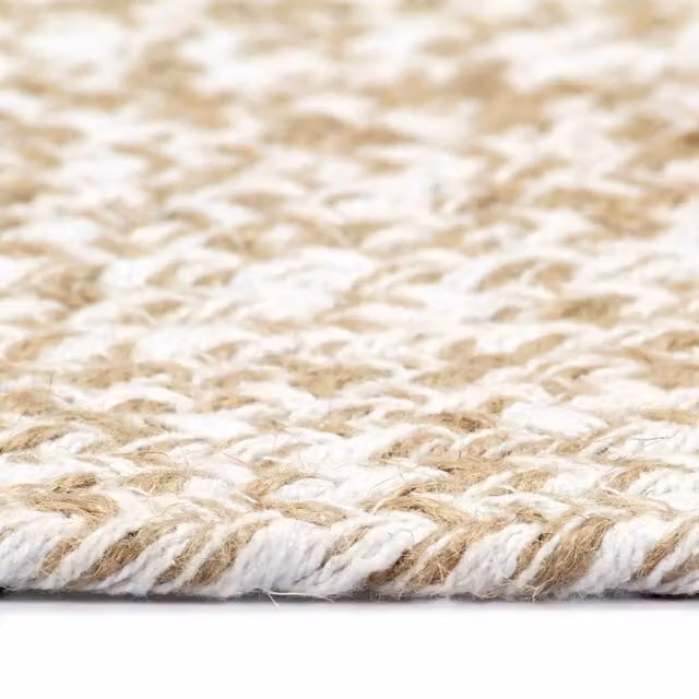 Berkfield Home Handmade Braided Jute and Cotton Round Rug in White and Natural, Diameter: 100 cm