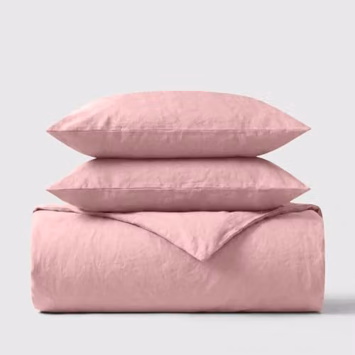 Bedable Double 100% Cotton Percale Duvet Cover Set in Pink