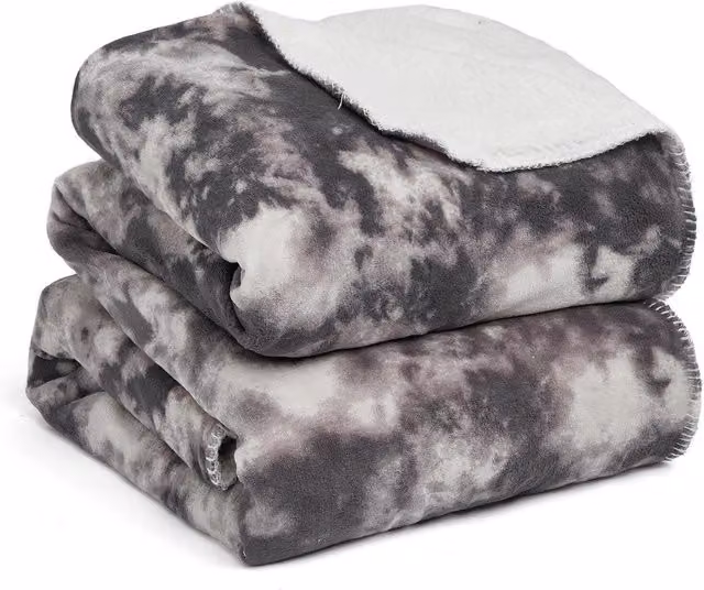 Dreamscene Tie Dye Soft Fleece Throw Blanket Bedspread in Grey and Multicolour