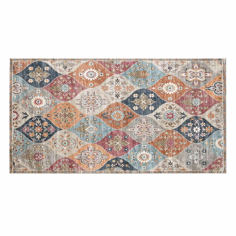 Marlow Moroccan Area Rug, Multicolour Red Faux Cashmere and Cotton Machine Washable Non-Slip Carpet, W/D/H: 80 x 150 cm – 2