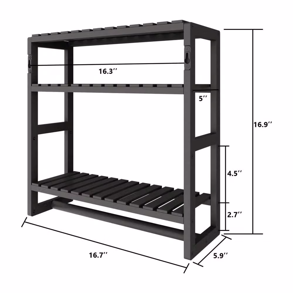 FORGEVIO 3-Tiered Adjustable Bamboo Bathroom Storage Shelf in Black – 2