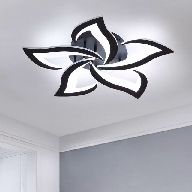Pheashine Modern Black LED Ceiling Light with 6500K Cool White Light
