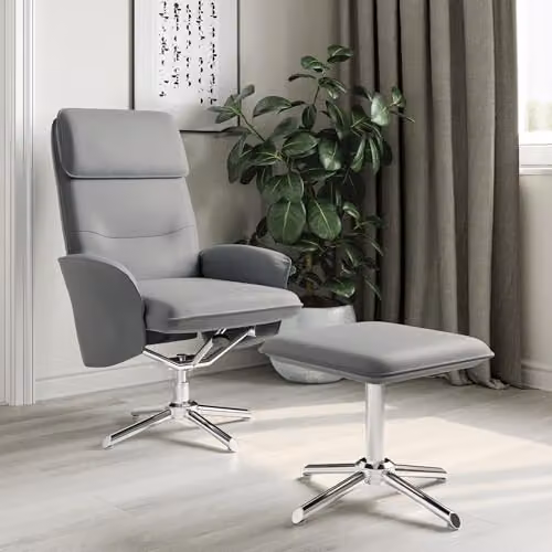 Alphason Belding Grey Synthetic Leather Relax Recliner with Ottoman and Metal Frame – 2