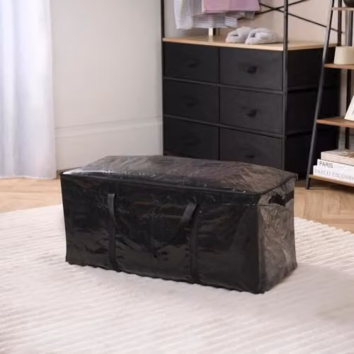 OHS Extra Large Heavy-Duty Waterproof Storage Bag with Zip and Handles, Black, W/D/H: 74 x 33 x 36 cm