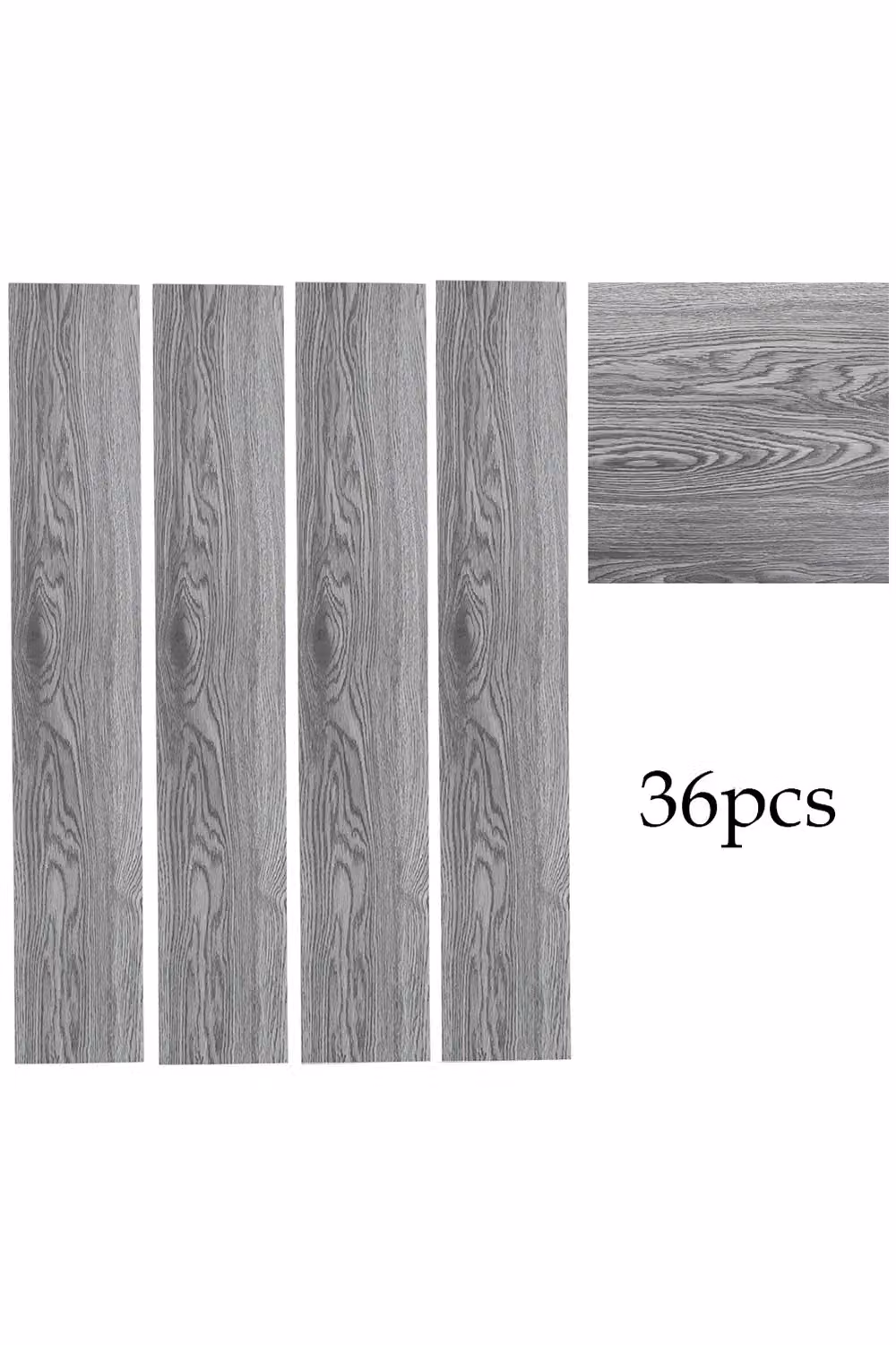 Living and Home 36-Piece Rustic Wood Grain Self-Adhesive PVC Flooring Planks in Grey – 2