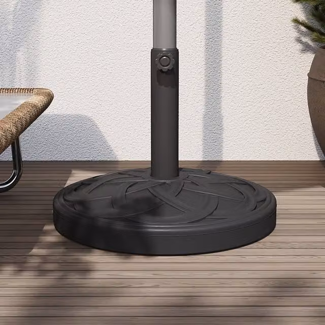 Livingandhome 25kg Heavy Duty Round Parasol Base in Black with Spiral Cross Effect Pattern