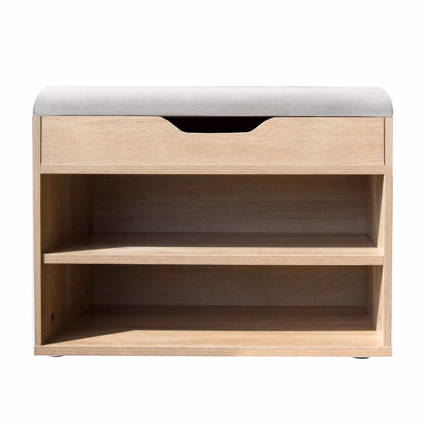 Gr8 Home Wooden Shoe Storage Rack Ottoman Bench with Grey Fabric Padded Seat, W/D/H: 120 x 40 x 40 cm – 5