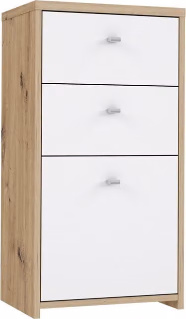 Furniture To Go Best Storage Cabinet with 2 Drawers and 1 Door in White and Oak