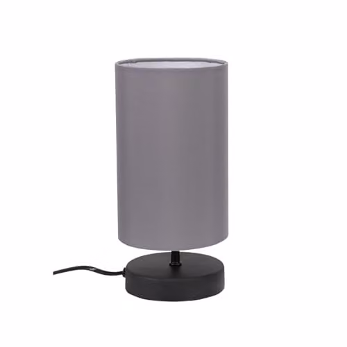 ValueLights Francis Dimmable Touch Table Lamp with Grey Fabric Shade and Black Metal Cylinder Base