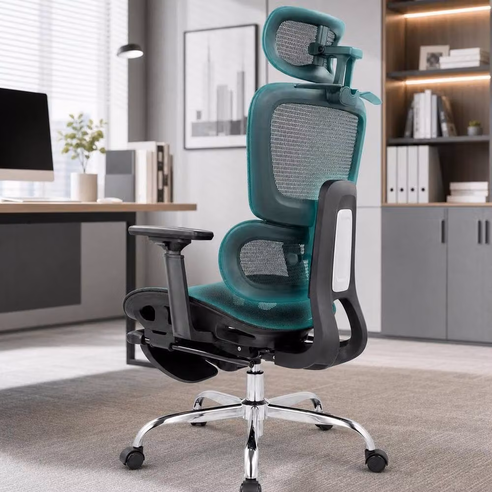 London Boutique Ergonomic Mesh Swivel Gaming Chair with 3D Headrest in Black – 2