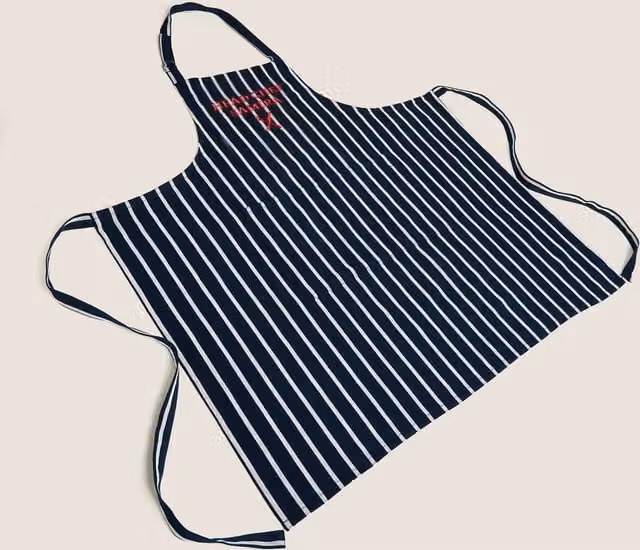 M&S Personalised Butcher Stripe Apron in Dark Navy