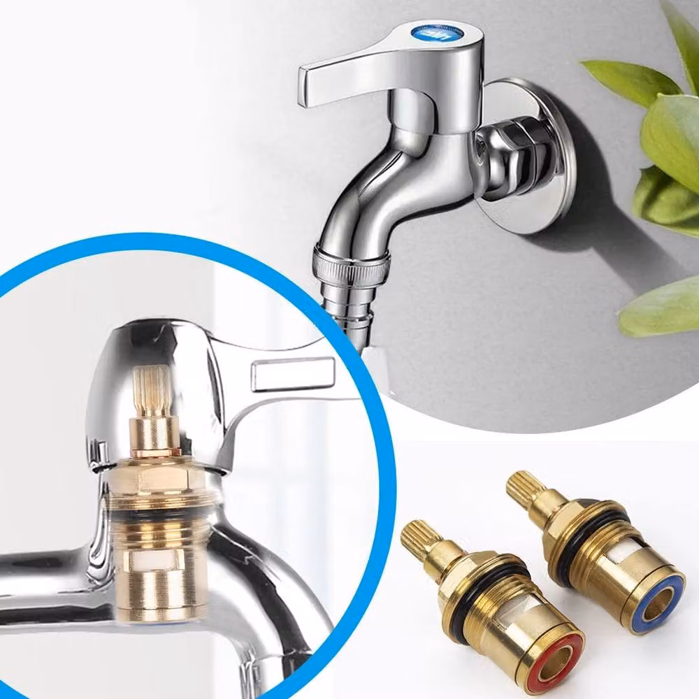 FLAVORA 2-Pack 1/2 inch BSP Quarter Turn Tap Cartridge Valves in Metallic Gold – 2
