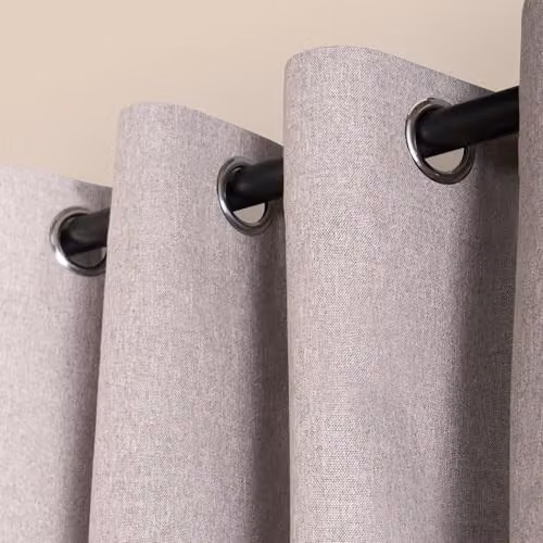 OHS Silver Grey Blackout Eyelet Curtains, Thermal Insulating Woven Texture Fabric Panels, W: 167 cm, H: 182 cm – 3