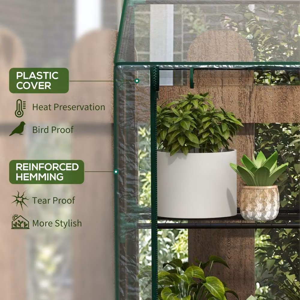 STILVORA Mini Greenhouse with 6 Wire Shelves in Transparent Plastic and Steel – 3