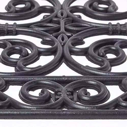 HOMESCAPES Black Wrought Iron Effect Rubber Doormat, W: 60 cm, D: 40 cm – 3