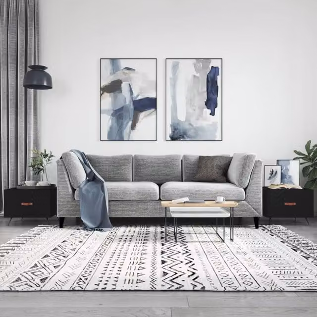 Berkfield Home Set of 2 Black Square Coffee Tables in Engineered Wood, W/D/H: 50 x 50 x 40 cm