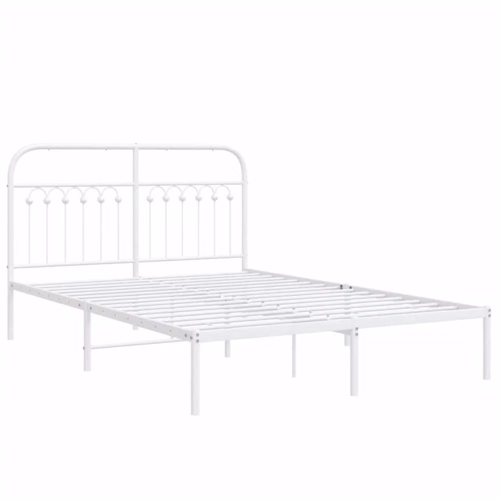 Berkfield Home Metal Bed Frame with Headboard, White, W/D/H: 140 x 190 cm – 3