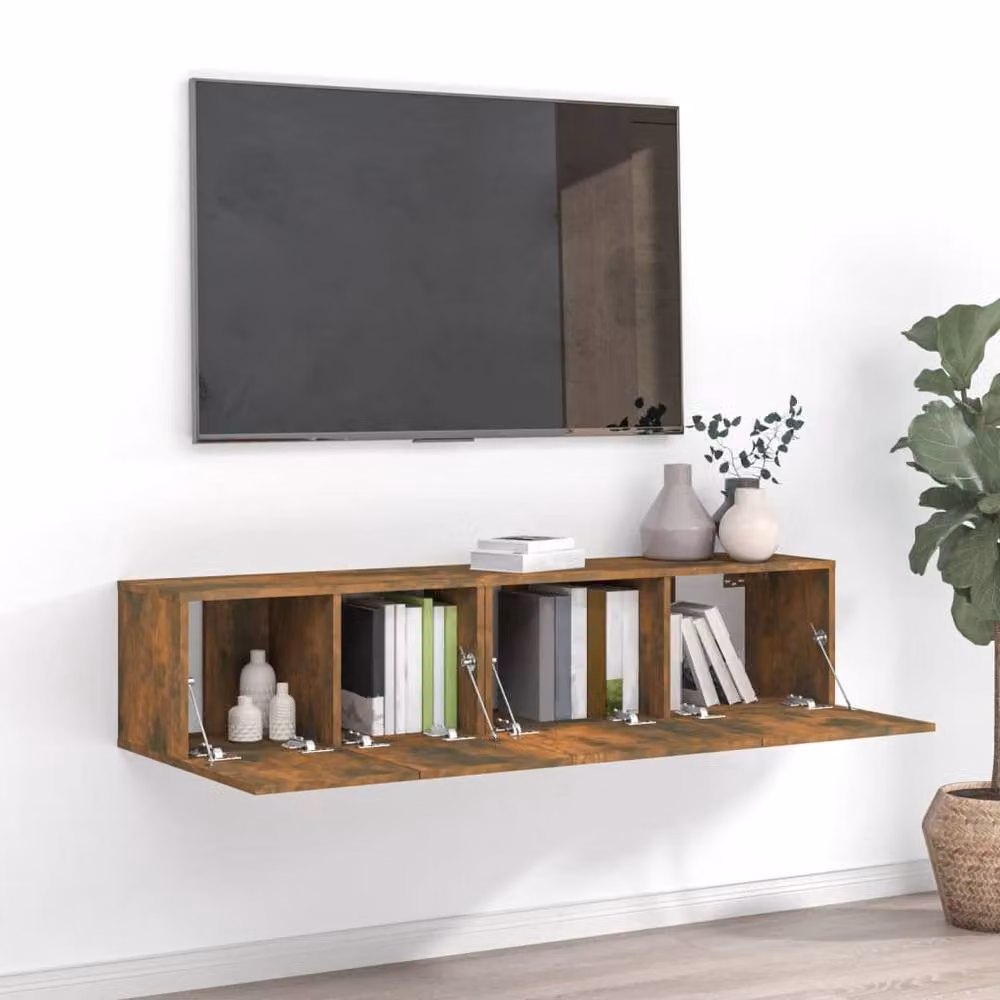 Berkfield Home Modern 2 Piece TV Cabinet Set in Smoked Oak Brown Engineered Wood – 2