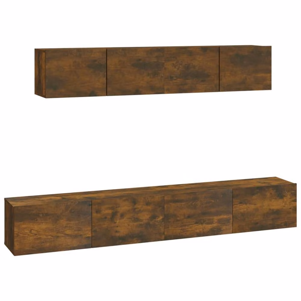 Berkfield Home Classic 4 Piece TV Cabinet Set in Smoked Oak Brown Engineered Wood – 2