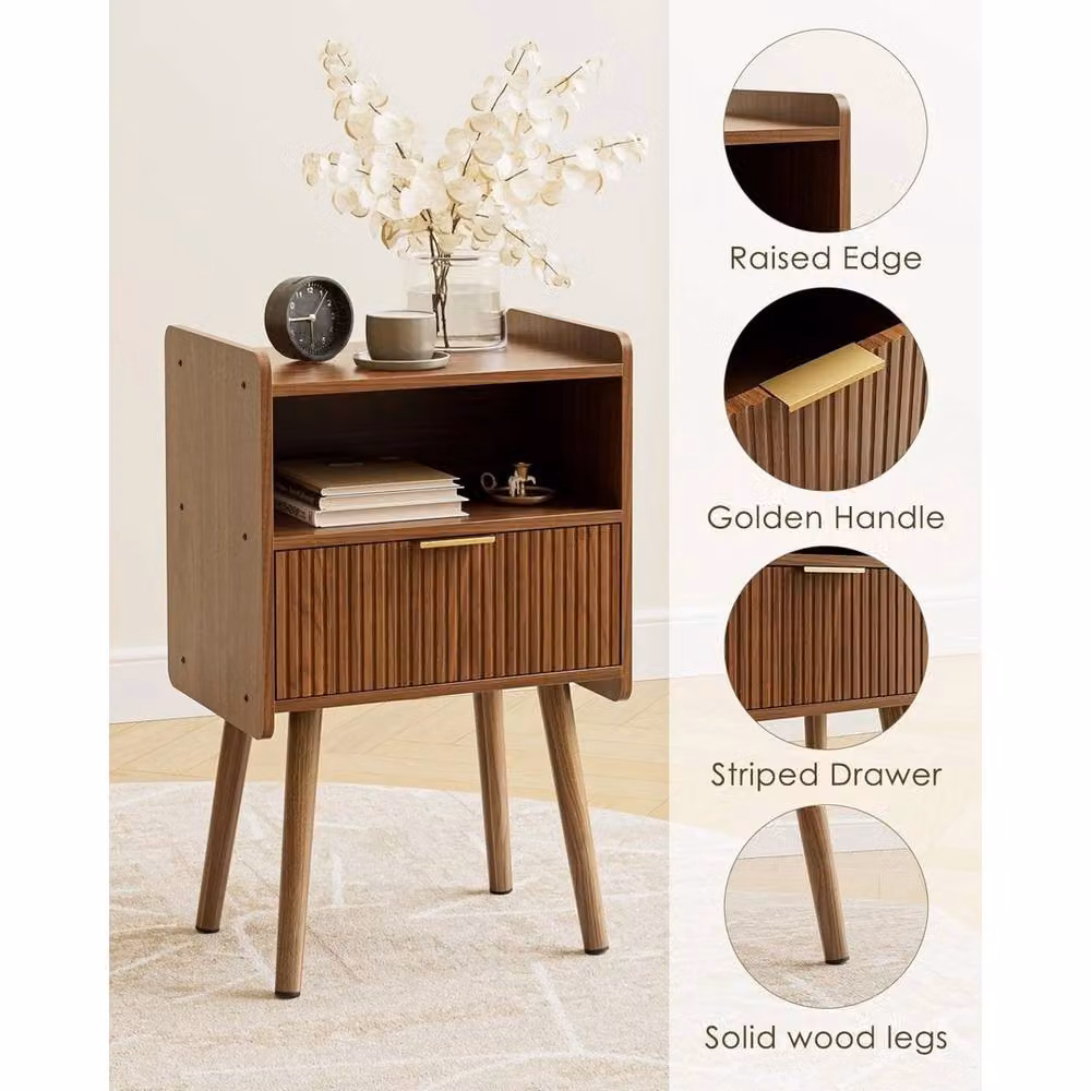 Nordara Modern Wood Bedside Table in Brown, W/D/H: 29 x 70 x 67.5 cm – 3
