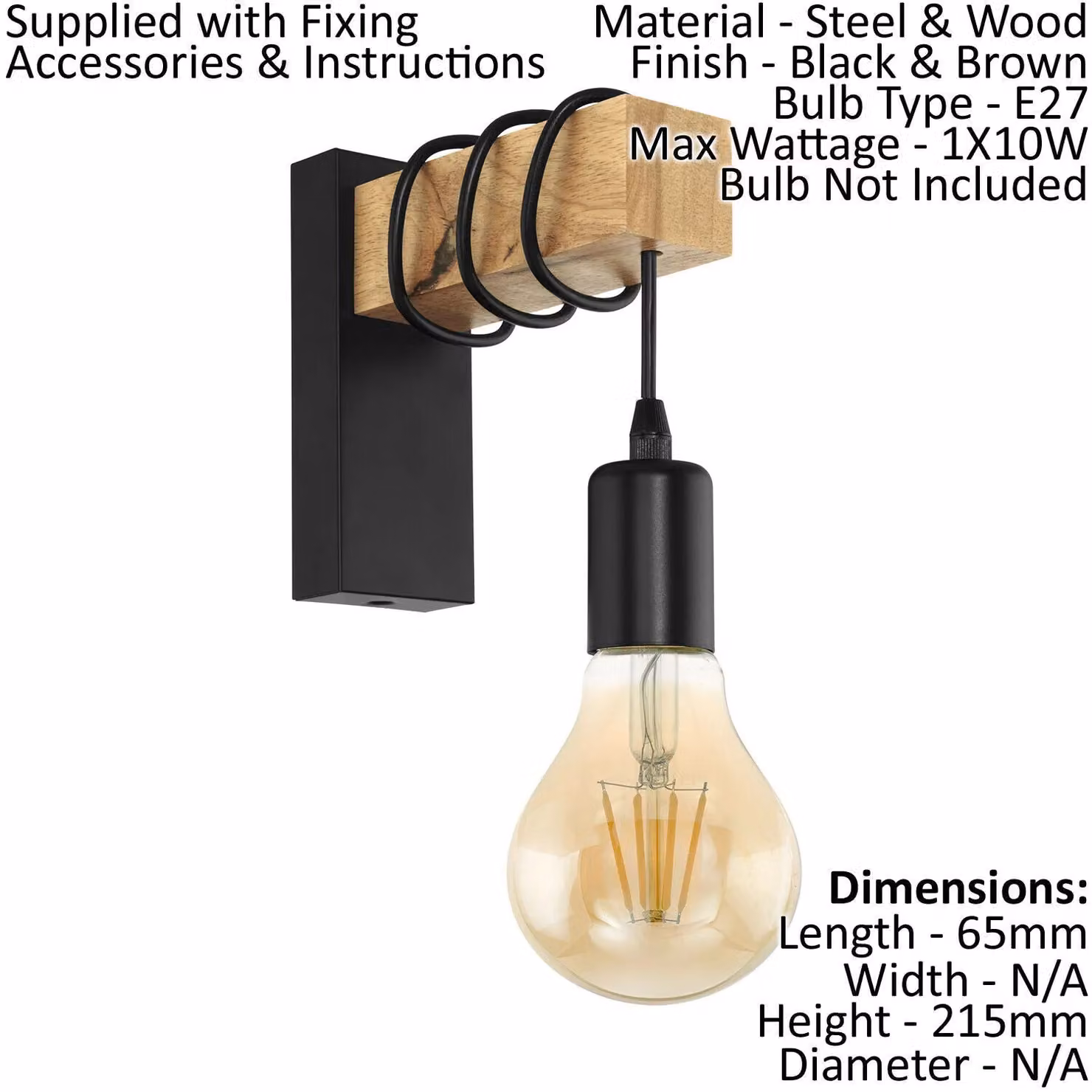 Loops Multi Bulb Ceiling Pendant Light and Matching Wall Lights in Black and Wood – 2
