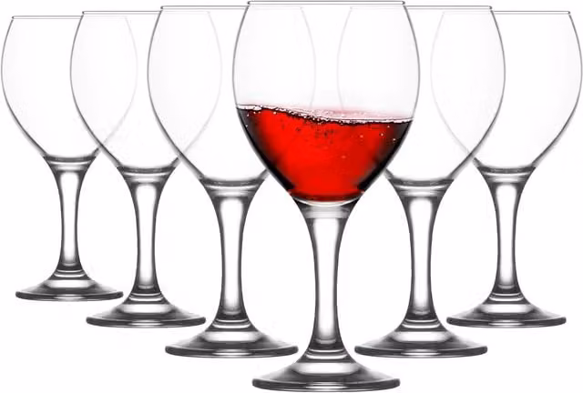 LAV TR Transparent Wine Glasses, 365 ml, Pack of 6