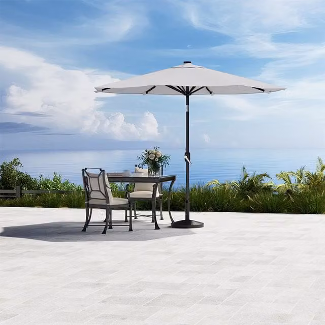 Komore Lighted Garden Parasol with Resin Base in Light Grey