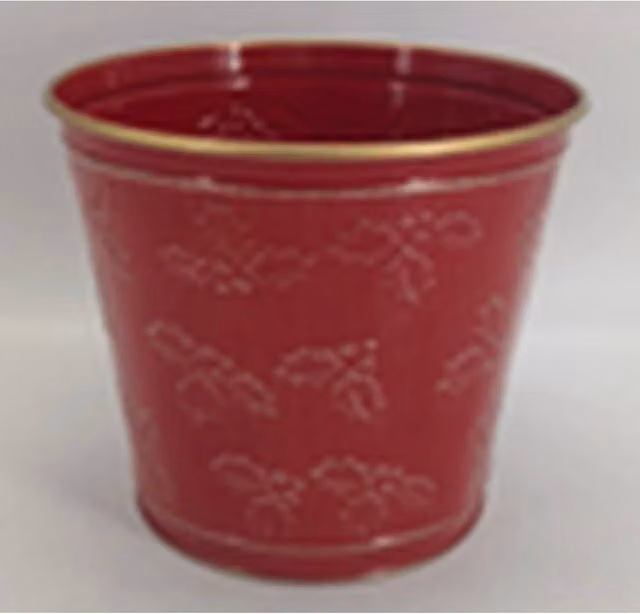 KDMD Red Rustic Christmas Holly Pot 13mm